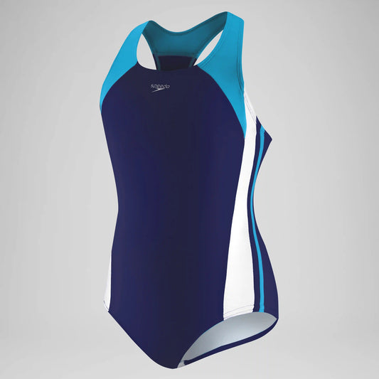 Girls Solid Infinity Splice One Piece Navy