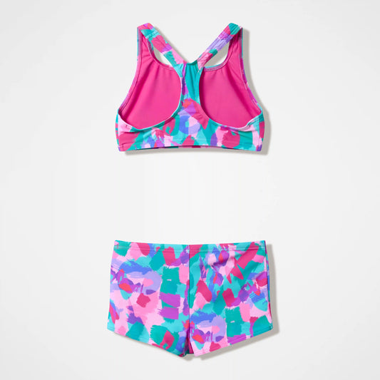 Girls Printed Racerback Two Piece Pink/Green