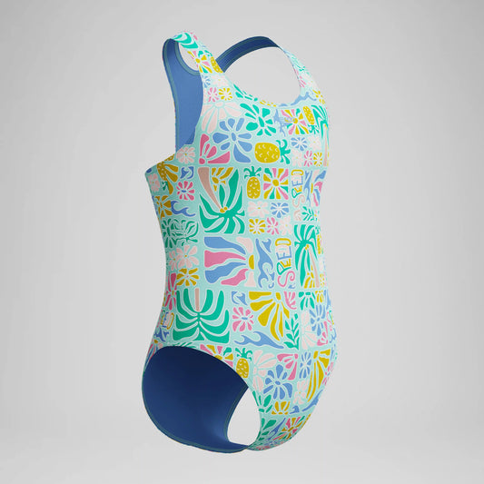 Girls Printed Racerback One Piece Green