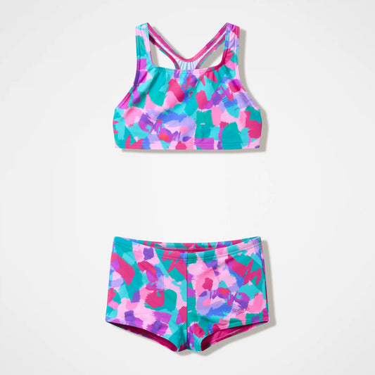 Girls Printed Racerback Two Piece Pink/Green