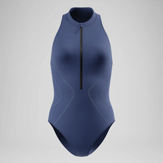 Women's Ocean Flex Zip One Piece Gray/Blue