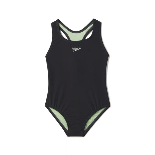 Girls Solid Racerback One Piece Black