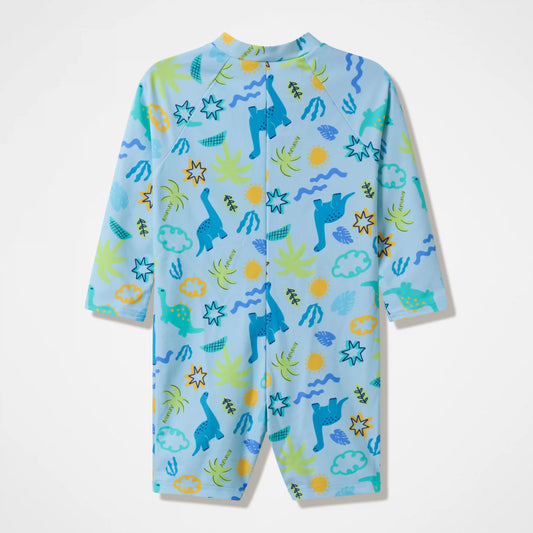 Infants Printed Long Sleeve Zip One Piece Blue