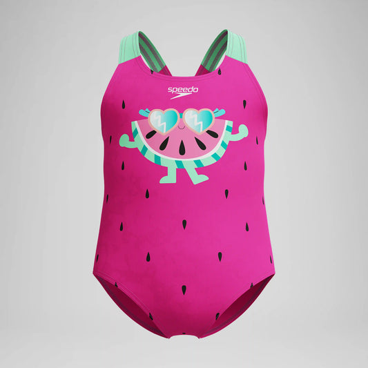 Infant Girls Learn to Swim Printed Swimsuit Pink
