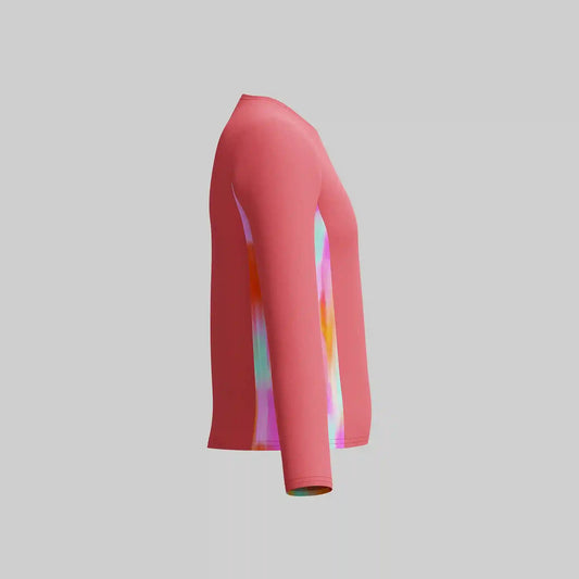 Girl's Long Sleeve Printed Splice Rashguard Orange