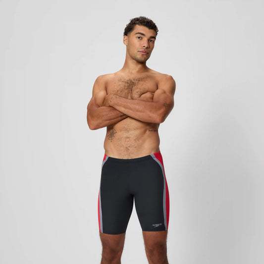 Men's Solid Splice Jammer Black/Red