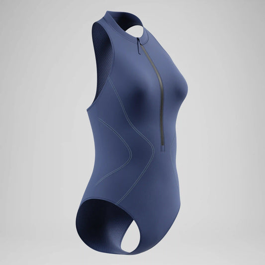 Women's Ocean Flex Zip One Piece Gray/Blue