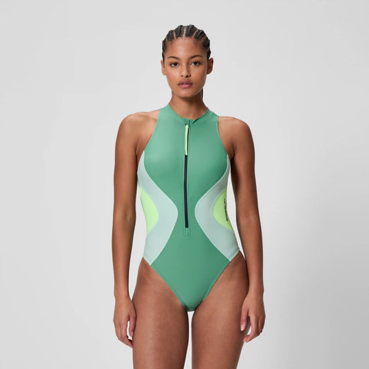 Women's Ocean Flex Zip One Piece Green