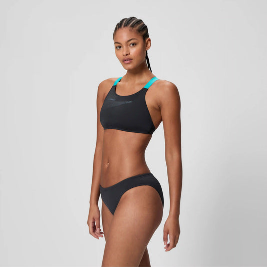 Women's Boom Solid Leaderback Two Piece Black/Turquoise