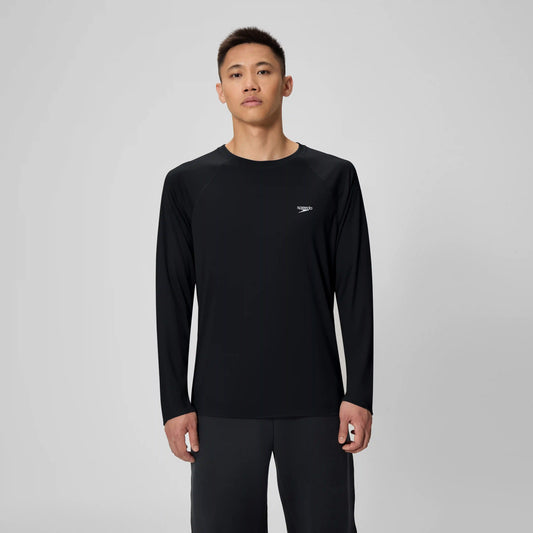 Men's Easy Solid Long Sleeve Swim Rashguard Black