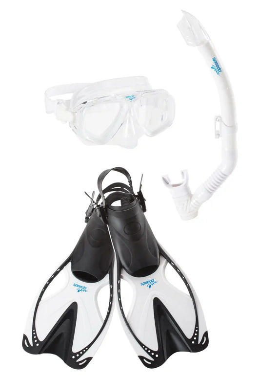 Unisex Adult Adventure Mask/Snorkel/Fin Set Black/Clear
