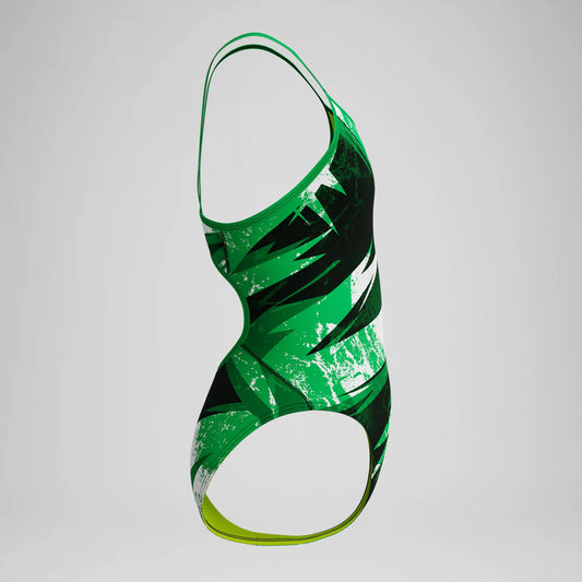 Girls Bolted Flyback One Piece Black/Green