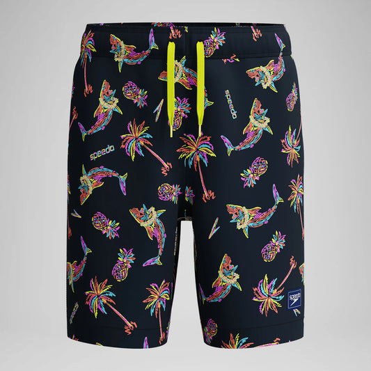 Kid's Print Redondo Volley Swim Shorts Black/Green