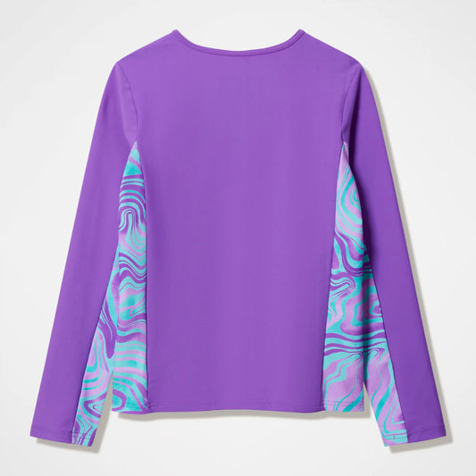 Girls Printed Long Sleeve Rashguard Purple