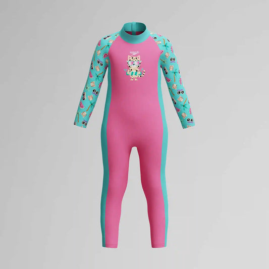 Infant Girls Learn to Swim Sun Protection All-In-One Suit Pink/Green