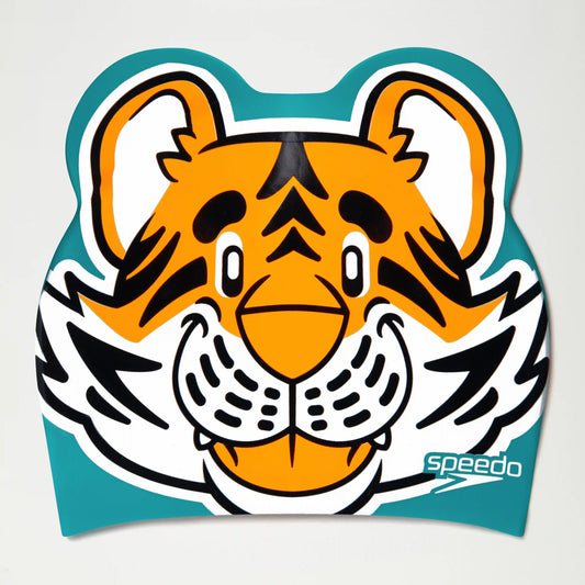 Kids Learn to Swim Tiger Printed Cap Orange